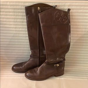 Tory Burch Brown Junction Leather Riding Boots